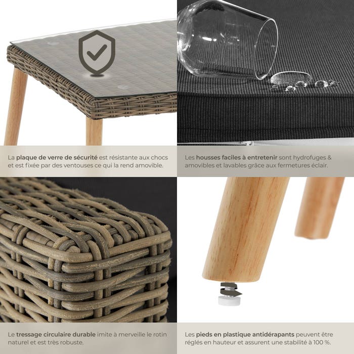 Salon en rotin avec cadre en aluminium Pula