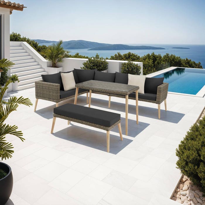 Salon en rotin avec cadre en aluminium Pula