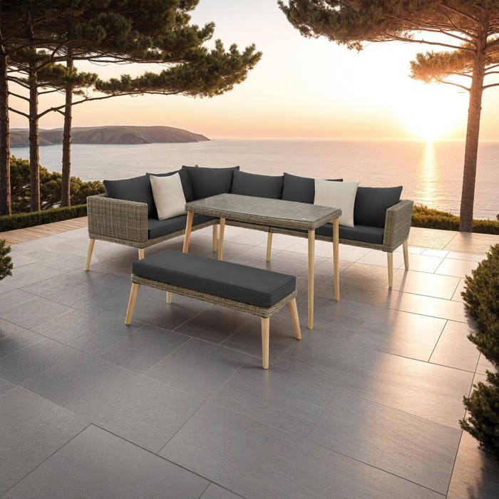 Salon en rotin avec cadre en aluminium Pula