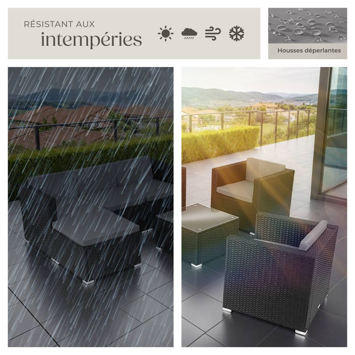 Salon en rotin Lignano avec 2 fauteuils