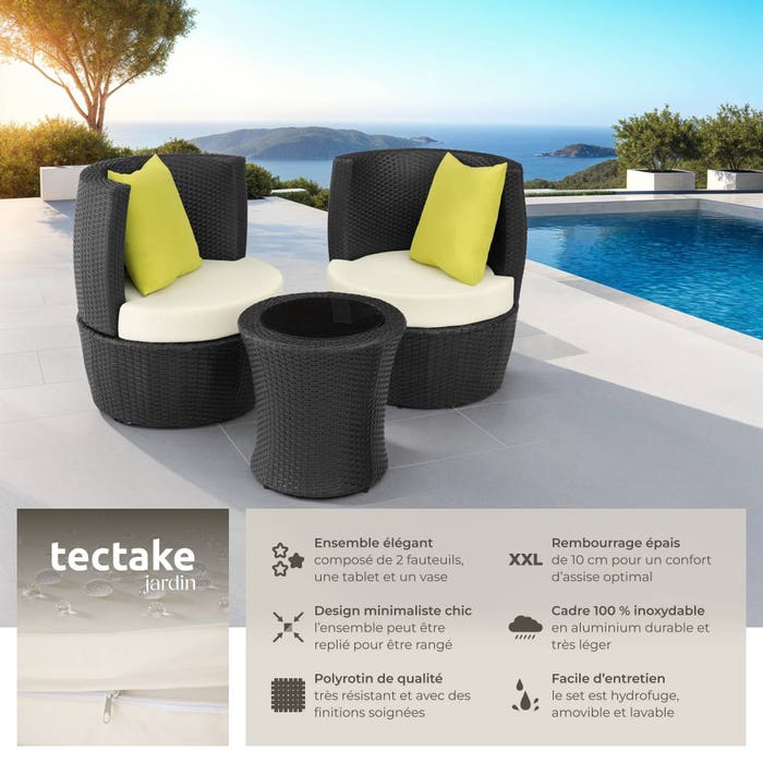 Salon de jardin Nice 2 places en aluminium