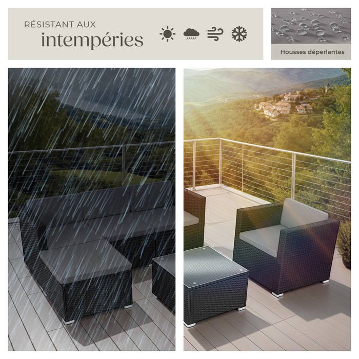 Salon en rotin Lignano avec fauteuil