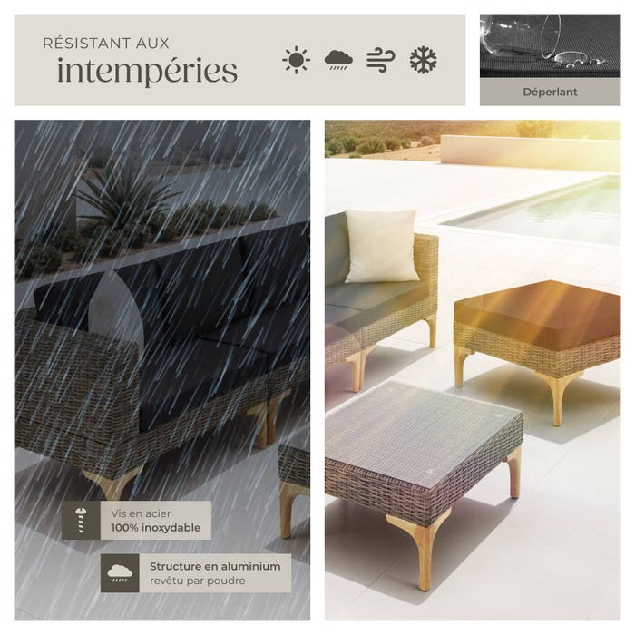 Salon en rotin avec cadre en aluminium Konstanza