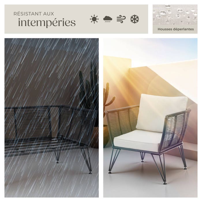 Salon de jardin SUNDO en résine tressée