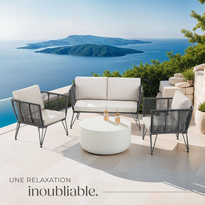 Salon de jardin SUNDO en résine tressée