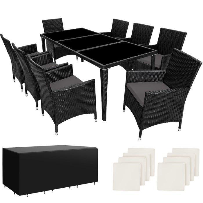 Salon de jardin Menorca 8 places avec 2 sets de housses + housse de protection