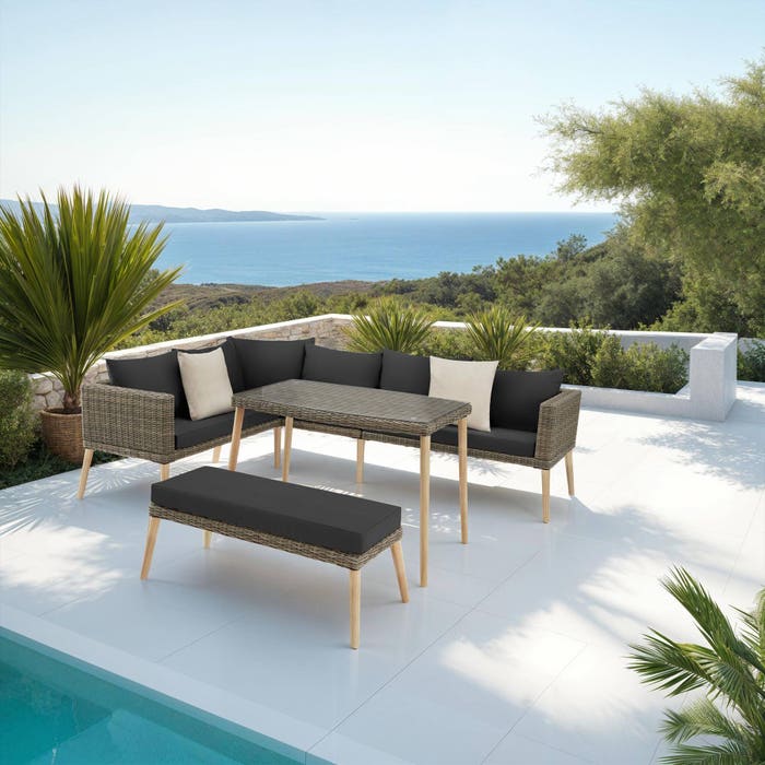 Salon en rotin avec cadre en aluminium Pula