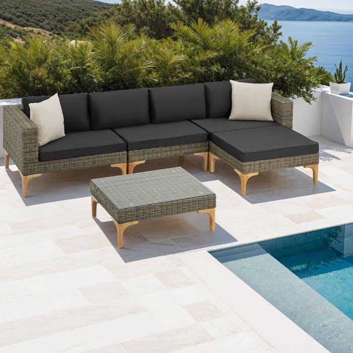 Salon en rotin avec cadre en aluminium Konstanza