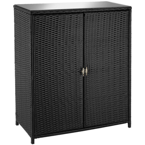 Armoire de jardin en rotin Monza, cadre en aluminium, 4 compartiments