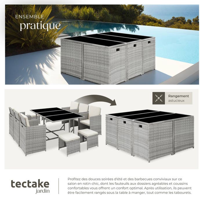 Salon de jardin MALAGA 10 places avec housse de protection