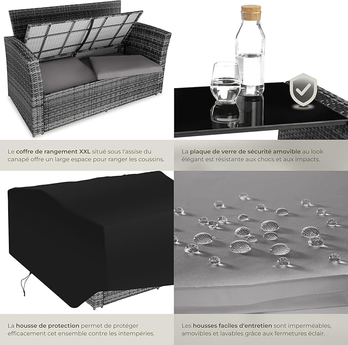 Salon de jardin résine tressée | Gris