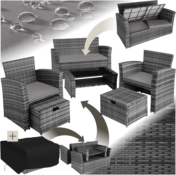 Salon de jardin résine tressée | Gris