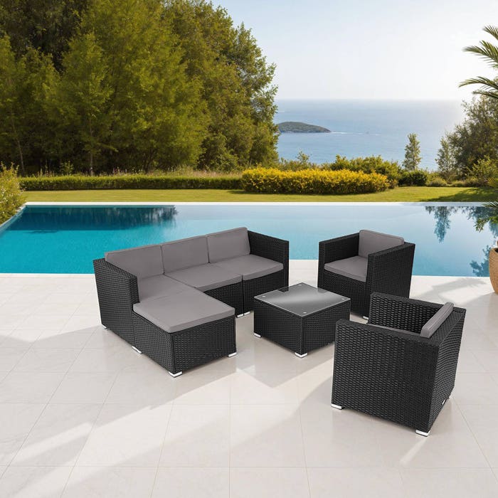 Salon en rotin Lignano avec 2 fauteuils