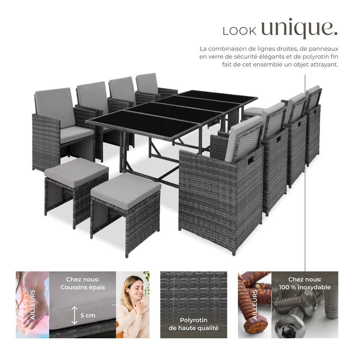 Salon de jardin PALMA 12 places avec housse de protection, variante 2