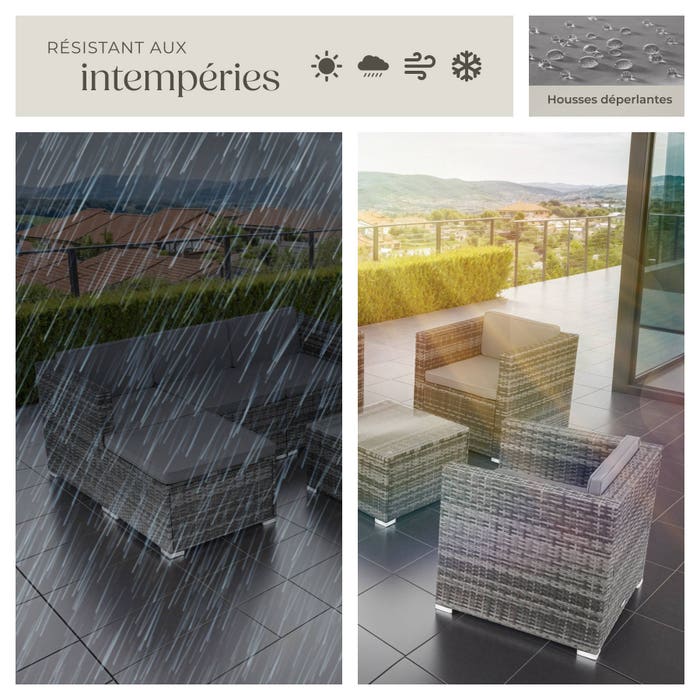 Salon en rotin Lignano avec 2 fauteuils