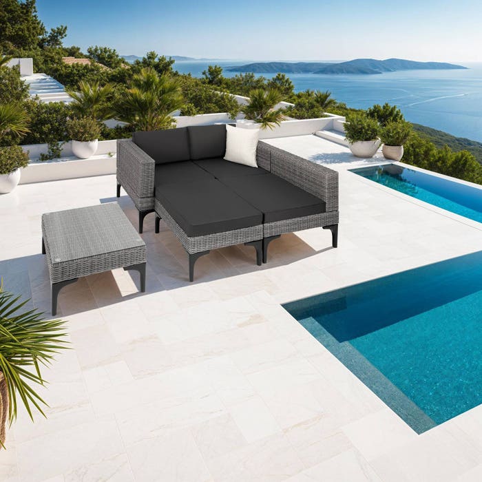 Salon en rotin avec cadre en aluminium Konstanza