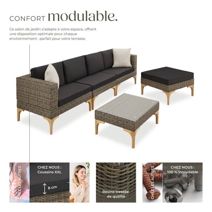 Salon en rotin avec cadre en aluminium Konstanza