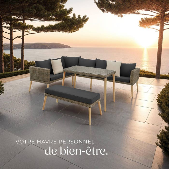 Salon en rotin avec cadre en aluminium Pula