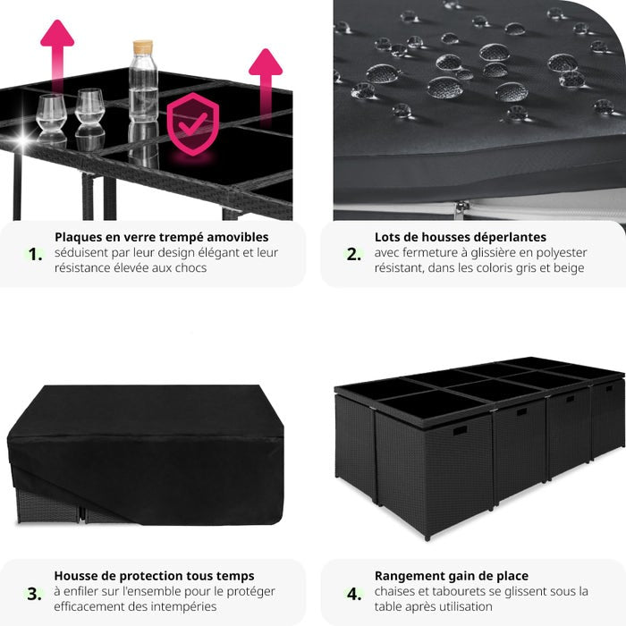 Salon de jardin NOUVELLE ORLEANS 12 places avec 2 sets de housses + housse de protection