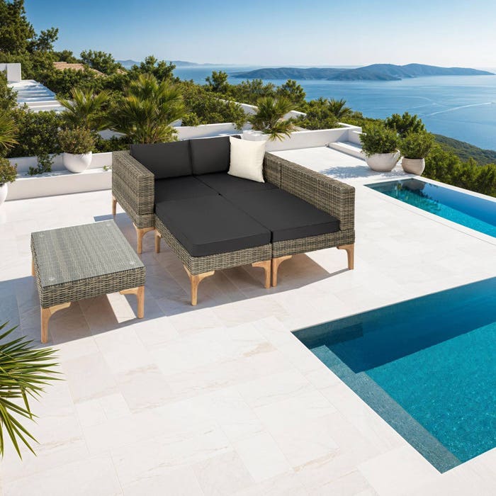 Salon en rotin avec cadre en aluminium Konstanza