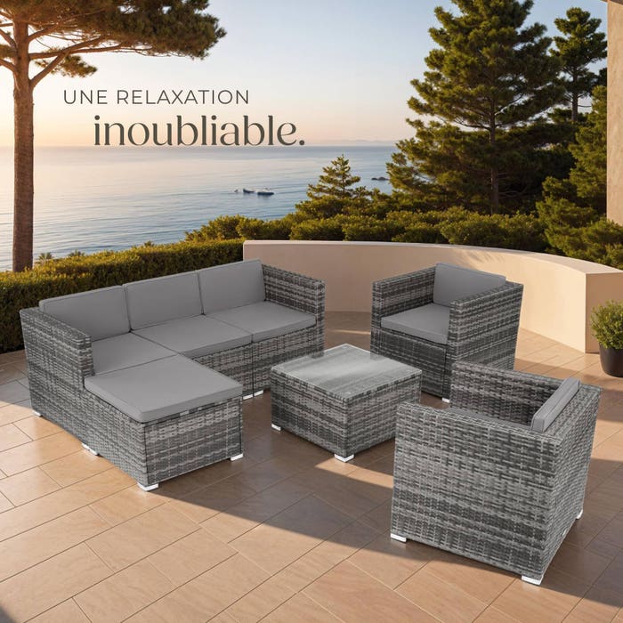 Salon en rotin Lignano avec 2 fauteuils