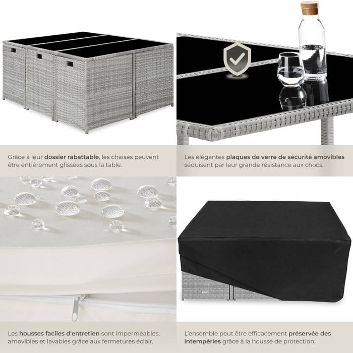 Salon de jardin MALAGA 10 places avec housse de protection