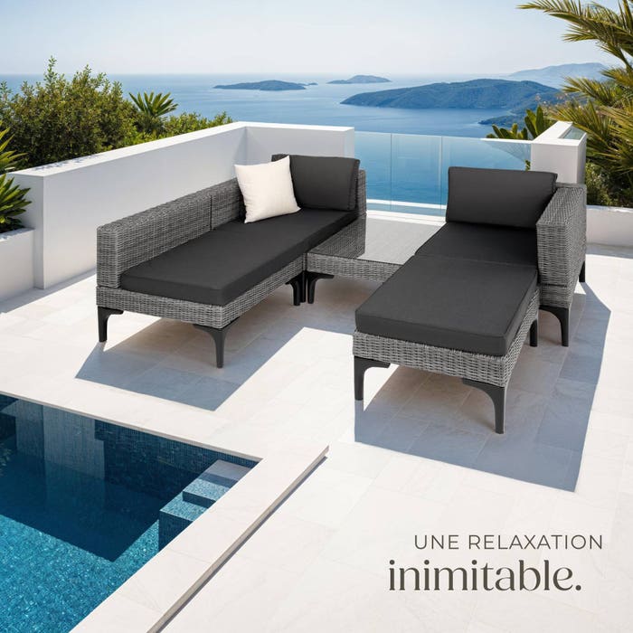 Salon en rotin avec cadre en aluminium Konstanza