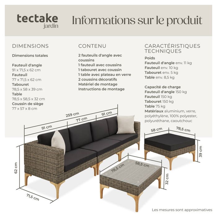 Salon en rotin avec cadre en aluminium Konstanza