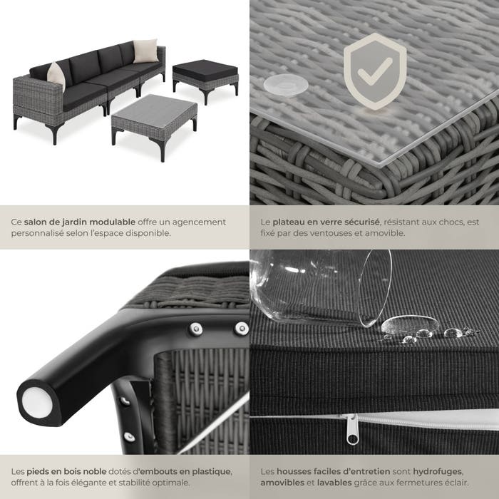 Salon en rotin avec cadre en aluminium Konstanza