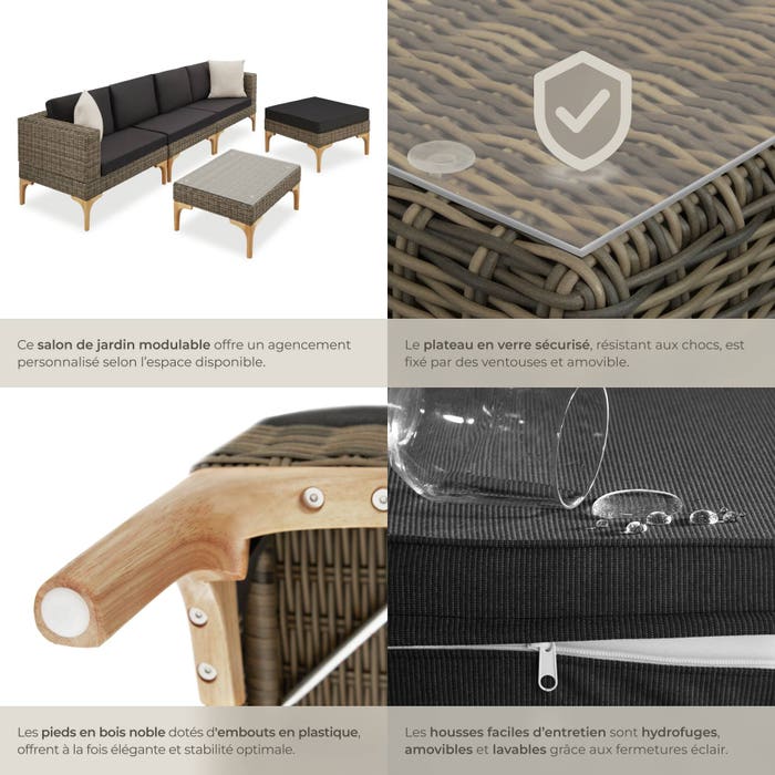 Salon en rotin avec cadre en aluminium Konstanza