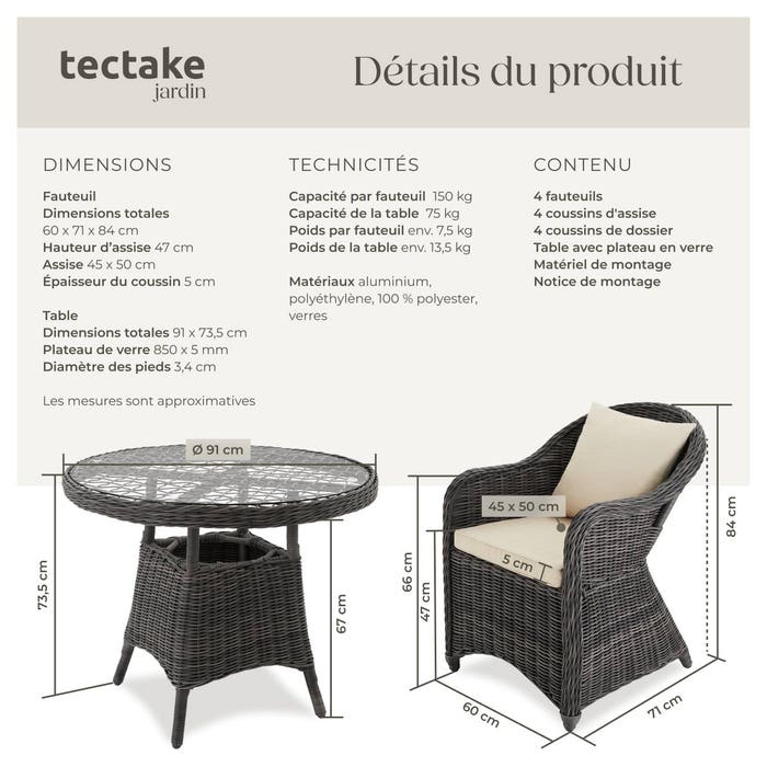 Salon de jardin ZURICH 4 places
