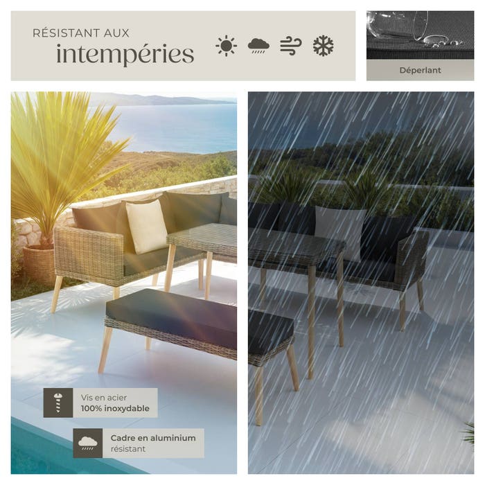 Salon en rotin avec cadre en aluminium Pula