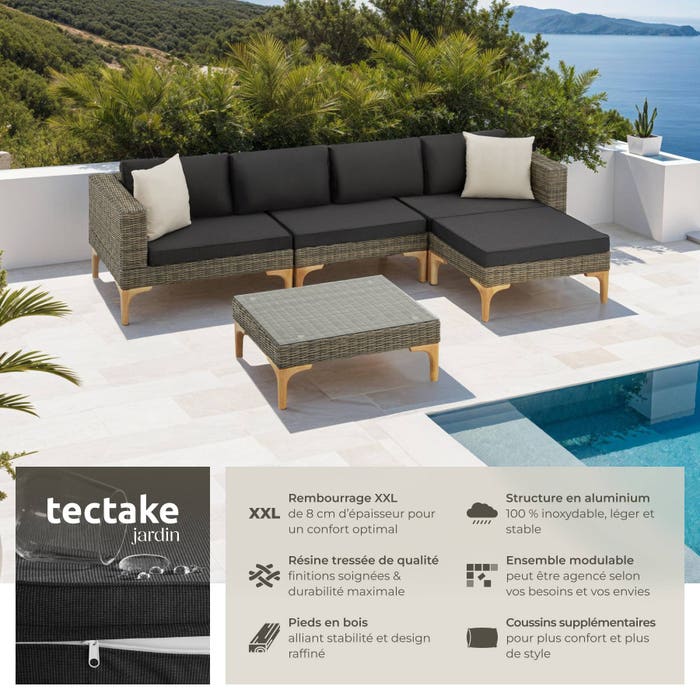 Salon en rotin avec cadre en aluminium Konstanza