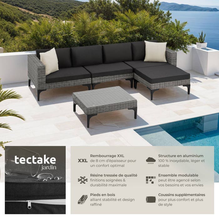 Salon en rotin avec cadre en aluminium Konstanza