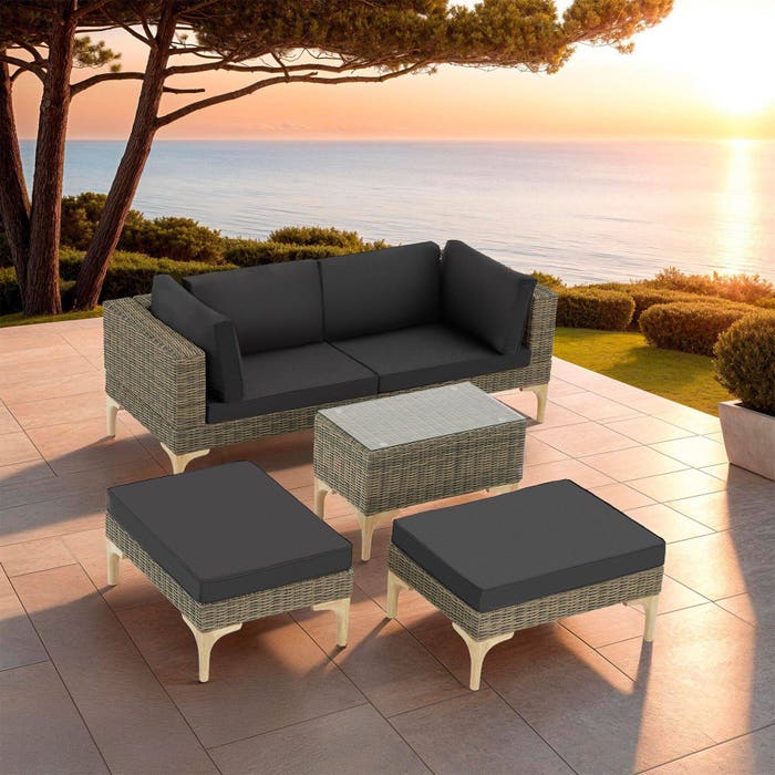 Salon en rotin avec cadre en aluminium Bellaria 